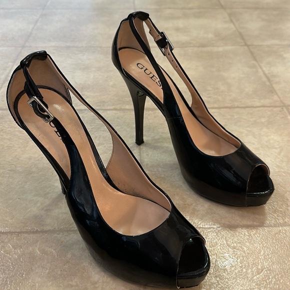 Guess black open toe platform pumps - Picture 1 of 12